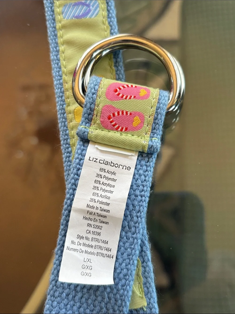 Vintage Flip Flop Beach Theme‎ Adjustable Belt Preppy Coastal 80s Liz Claiborne